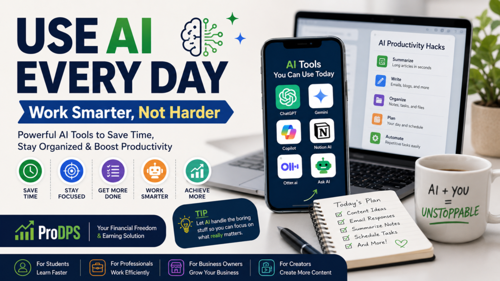 Use AI Every Day with smartphone AI apps and productivity tools to save time and work smarter.