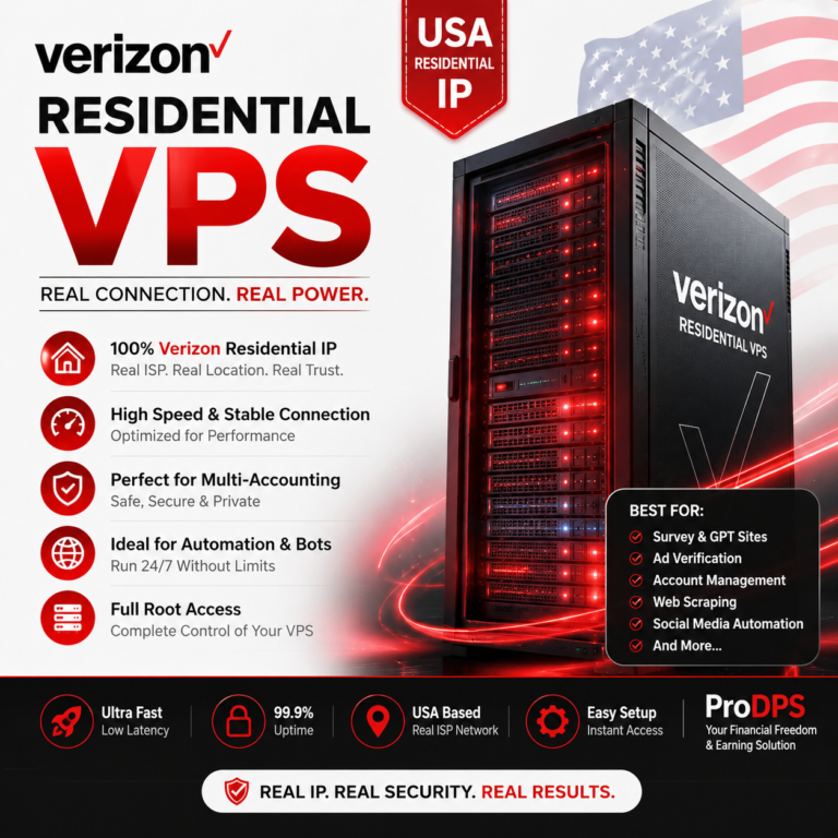 USA Verizon Residential VPS with fast SSD performance, stable residential network, secure remote desktop access, and premium USA virtual private server.
